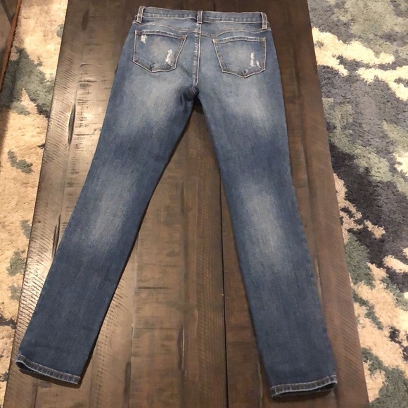 J Brand High Waisted Ankle Jean Destroyed Knee Blue Stretch Denim Size 27 Skinny - Picture 11 of 16